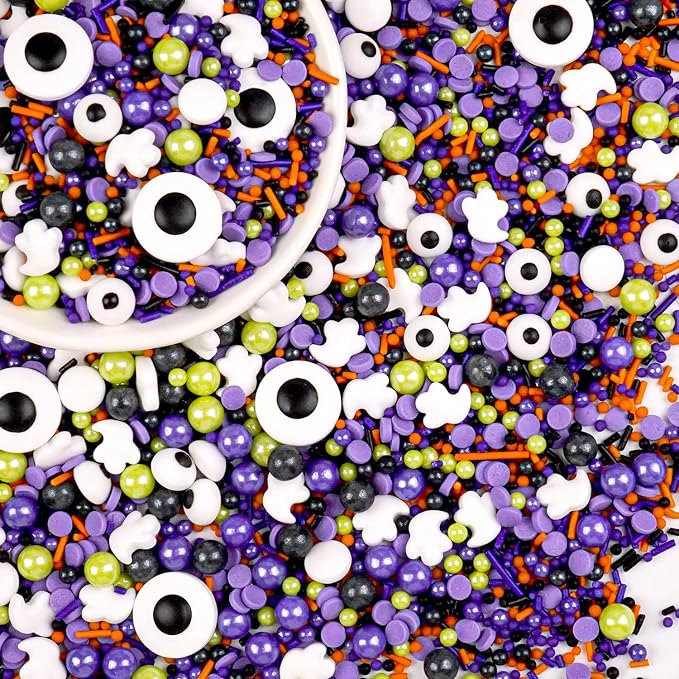 Halloween Eye Sprinkles for Cake Decorating, 150g/5.29oz, Edible Candy Eyeballs, Pearl Sugar Sprinkles Mix, Perfect for Cake Decoration, Cupcake Decorations Donuts Toppings
