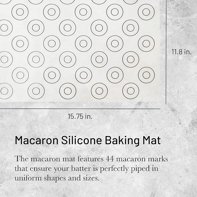 de Buyer Macaron Silicone Baking Mat - 15.75” x 11.75” - Perfect for Macarons & Cookies - Nonstick & Easy to Clean