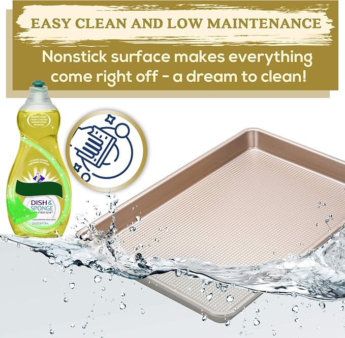 Ultra Cuisine Nonstick Half Sheet Baking Pan - Food Safe Coating, Warp & Scratch Resistant Texture for Airflow, & Carbon Steel Design Durable for Professional Quality Roasting, Size 13 x 18 inch