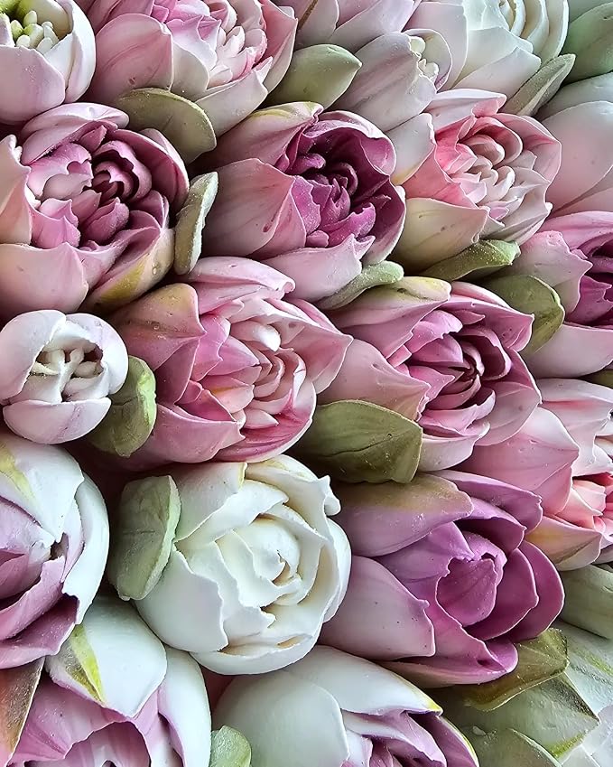 22 Pcs Stainless Steel Extra Large Russian Tulip Flower Icing Tips Set, 10 XXL Piping Nozzle,1 Big Leaf Tip,1 Petal Rose Flower Tip,10 Disposable Pastry Bags for Cake Decorations