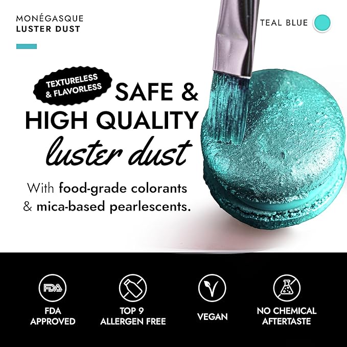 MONÉGASQUE Teal Blue Edible Glitter for Drinks 15g – Edible Glitter for Cakes & Cocktails Shimmer – Cocktail, Cake, & Cupcake Luster Dust Spray – Teal Food Coloring & Drink Decorations Sprinkles
