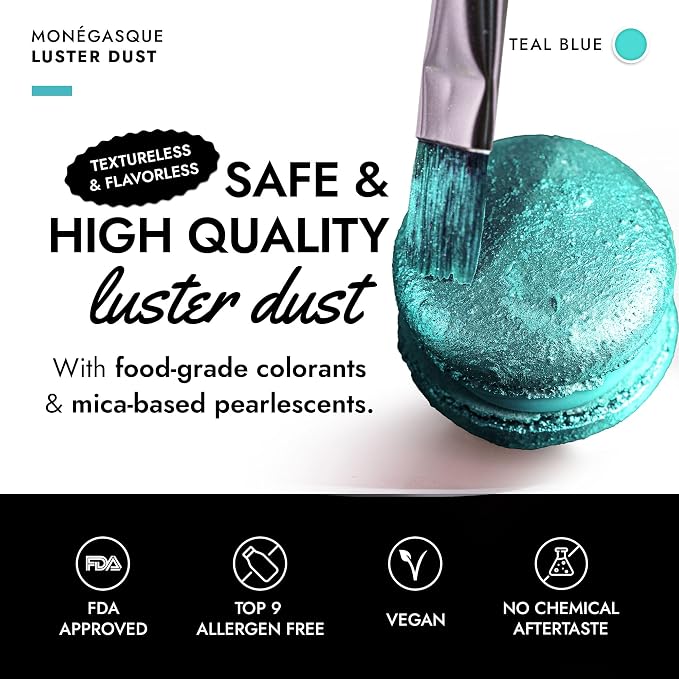 MONÉGASQUE Teal Blue Edible Glitter for Drinks 7g – Edible Glitter for Cakes & Cocktails Shimmer – Cocktail, Cake, & Cupcake Luster Dust Spray – Teal Food Coloring & Drink Decorations Sprinkles