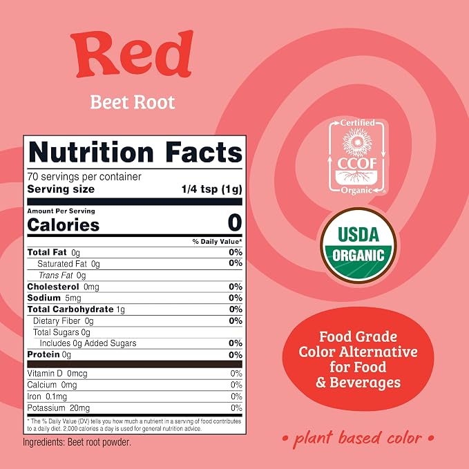 Nutricost Red Plant Based Food Coloring From Beet Root Powder (75 Servings) - Nutricolor Color Alternative For Food & Beverages
