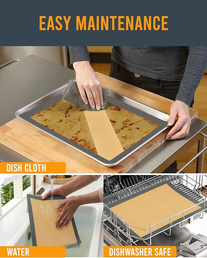 Silicone Baking Mat - 3 Pack Reusable Silicone Baking Sheet Liner for Oven - Half Sheet Nonstick Mat 16.5"x11.6" for Bread, Dough, Macaron, Cookie Cooking Liners for Kitchen Counter Bakery Supplies