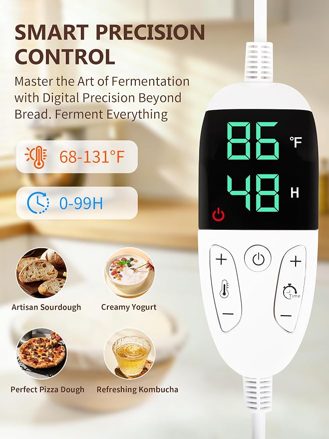 Folding Bread Proofing Box Dough Proofer, Electric Sourdough Warmer with 68-131°F Temp Control & 99H Timer, Dough Proofing Box Basket with Metal Rack for Baking Pizza, Yogurt, Kombucha, Large Capacity
