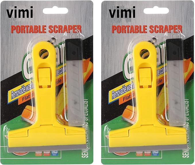 Razor Blade Scraper,Paint Scraper Glass Scraper Tool with 20 Extra Replacement Metal Blades Window scraper for Remover Tool Remove Surface Stains,Paint,Automotive Glass Film 4 inch-2 Handle