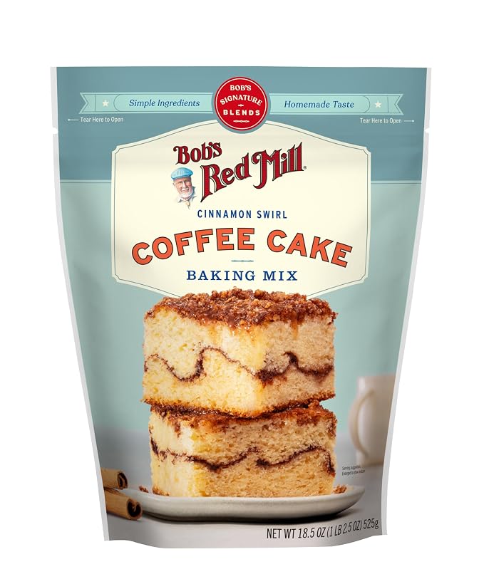 Bob's Red Mill Cinnamon Swirl Coffee Cake Baking Mix - 18.5 oz Bag (Pack of 4) - Simple Clean Ingredients, Homemade Taste, Non-GMO