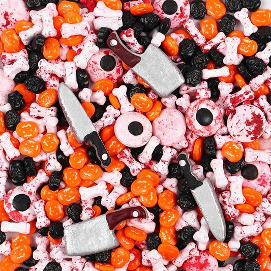 Halloween Sprinkles for Cake Decorations 4.2oz, Edible Bloody Eyeballs Candy, Knife, Blood Dog Bones, Sprinkles for Cupcake Topper, Ice Cream, Candy, Cookie for Halloween Dessert