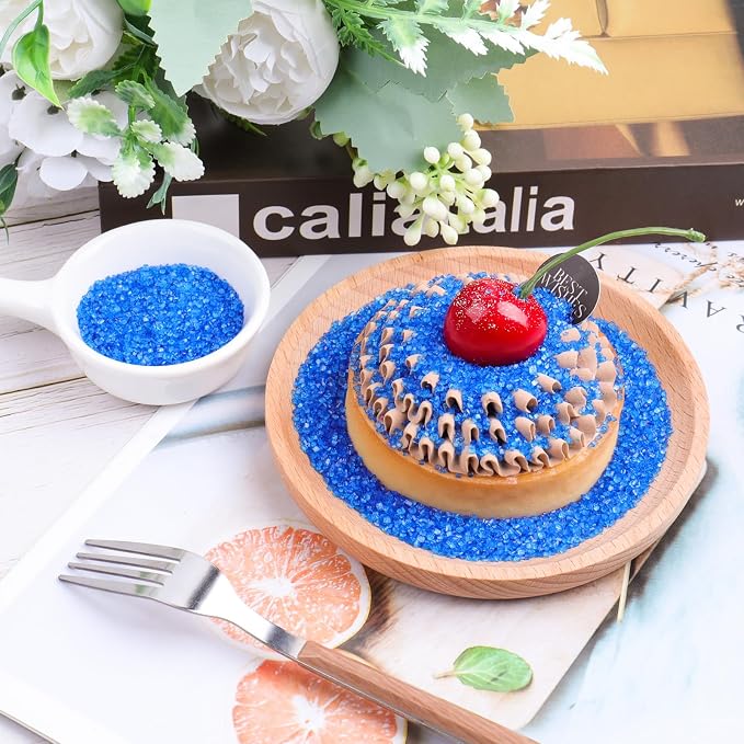 Blue Sprinkles Sanding Sugar for Baking, 6.35oz/180g Edible Sparkling Sugar Crystals, Decorating Sugar Sprinkles for Cakes Cupcakes Cookies Ice Cream