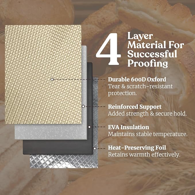 Bread Proofing Box – Bread Proofer, Dough Fermentation Box with Carry Bag, Sourdough Starter Warmer, Foldable & Zippered, Temp & Timer Controller, Ideal for Pizza, Yogurt, Kombucha – For Home Bakers