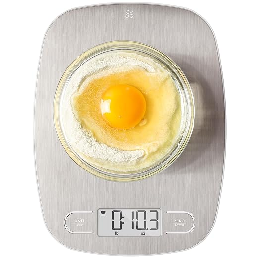 Greater Goods Food Scale – Digital Kitchen Scale, 1g Precision, Easy-Tare & Quick Conversion, Slim Compact Design, Durable & Portable | Ideal for Cooking, Baking & Meal Prep (Stainless Steel)
