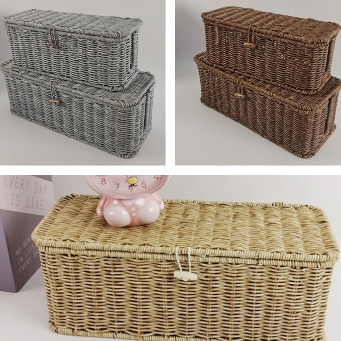 ordinarYone Woven Storage Basket with Realistic Look Rattan for Kitchen Organization and Home Decor