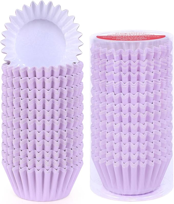 Caperci Heavy Duty Standard Purple Cupcake Liners 150 Counts - Grease-Resistant Paper Muffin Baking Cups, Odorless, No Muffin Pan Needed, Easily Peels (Orchid Bloom)