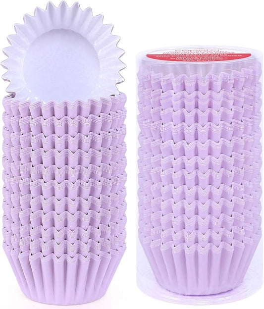 Caperci Heavy Duty Standard Purple Cupcake Liners 150 Counts - Grease-Resistant Paper Muffin Baking Cups, Odorless, No Muffin Pan Needed, Easily Peels (Orchid Bloom)