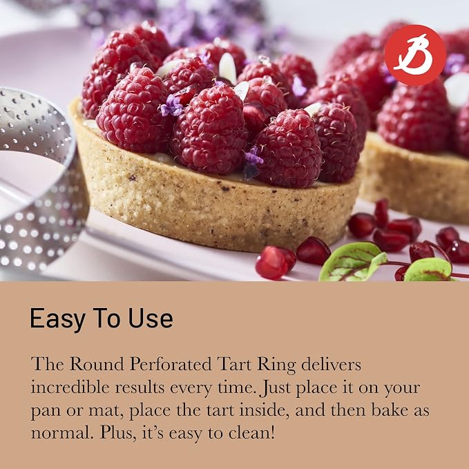 de Buyer Perforated Round Tart Ring - 6” Diameter, 0.8” Height - Perfect for Baking Beautifully Crisp Tarts - Easy to Use & Clean - Made in France