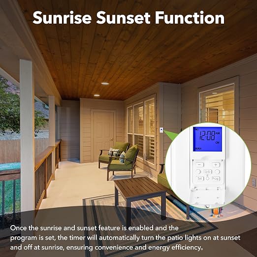 BN-LINK 7 Day Programmable Astronomical Timer Switch for Lights, Sunrise Sunset Programmable Light Switch Timer Indoor in Wall, Neutral Wire Required, Single Pole Only, ETL Listed