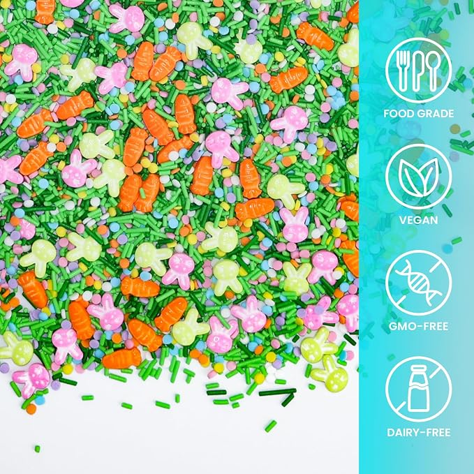 Green Easter Sprinkles for Cake Decorations, 3.52oz Carrot Rabblit Sprinkles Edible for Cupcakes Topper for Cupcakes Topper Baking Cookies Easter Spring Party Supplies