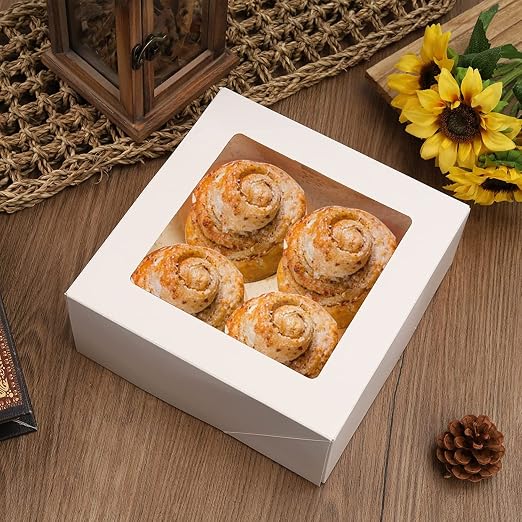 NPLUX 8x8x3 inch Bakery Boxes with Window Chocolate Strawberry Boxes for Pie Cake Cupcake Cookie Macaron Breakable Heart, Paper Charcuterie Box (30 Pack,White)