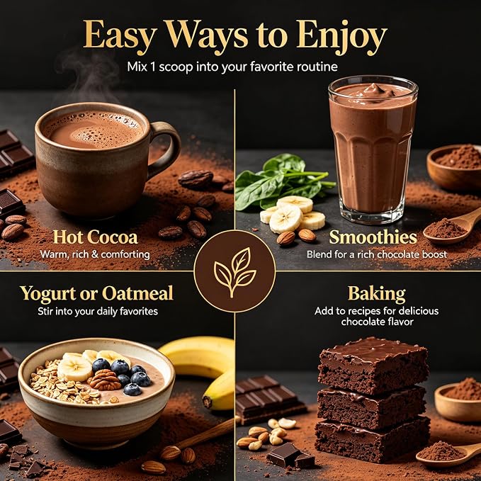 High Flavanol Cocoa Powder | 10x Concentrated Dark Cocoa Extract, Natural Flavonoids & Epicatechin, Plant-Based Superfood, Non-GMO, Vegan Friendly