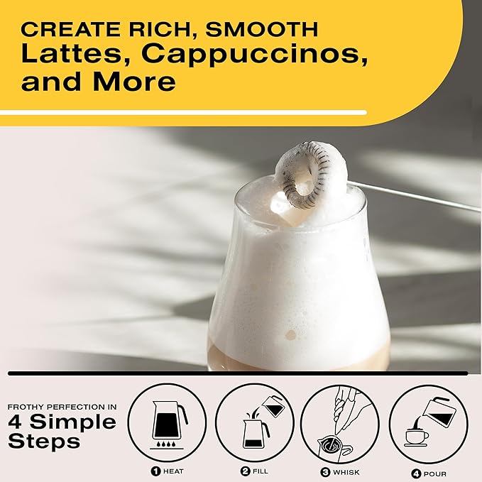 Bean Envy Milk Frother, Coffee Stirrers, Frother Wand, Milk Frother Handheld, Frother with stand, Hand Blender for Coffee, Lattes, Cappuccino, Matcha and Hot Chocolate – Kitchen Gifts - Red