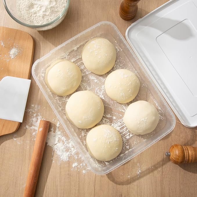 2 Pack Transparent Proofing Box, Observable Pizza Dough Proofing Box, Sealed Pizza Dough Proofing Container whit Lid (White)