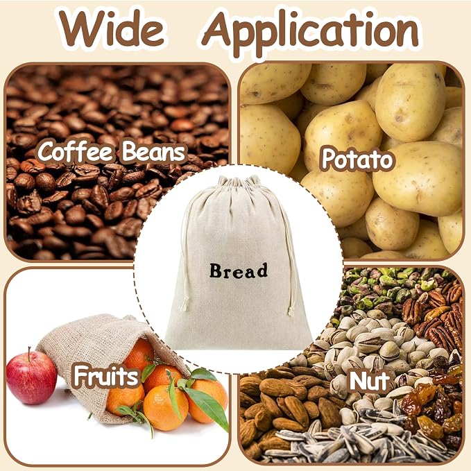 Reusable Bread Bags for Homemade, 12 x 15 Inch Linen Sourdough Bread Bags (6 Pieces) for Homemade Loaves & Pastries, Baking Gifts & Baking Supplies for Home Bakers, Stay Fresh Unbleached and Reusable