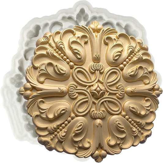 Baroque Style Curlicues Scroll Lace Fondant Silicone Molds Relief Flower Mold Filigree Mold For 3D Sculpted Cake Decorating Cupcake Topper Candy Chocolate Gum Paste Polymer Clay