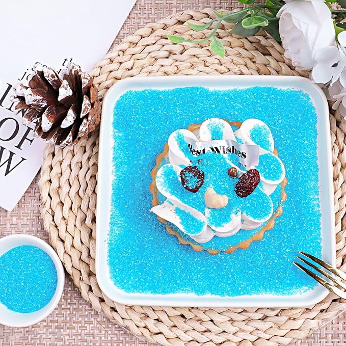 Blue Sanding Sugar Sprinkles, 6.35oz/180g Edible Sparkling Sugar Crystals, Decorating Sugar Sprinkles for Baking Cakes Cupcakes Cookies Ice Cream