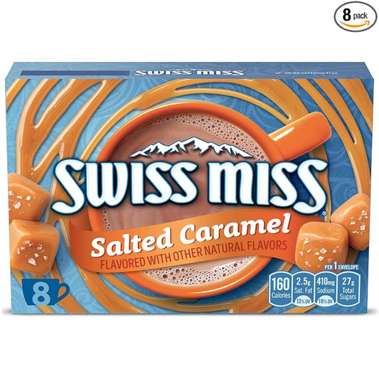 Swiss Miss Salted Caramel Flavored Hot Cocoa Mix, Hot Cocoa Bar Supplies, 1.38 oz., 8-Count Envelopes