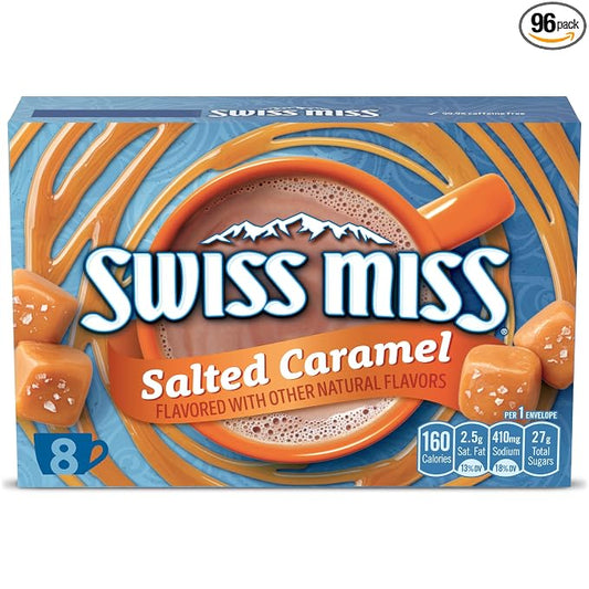 Swiss Miss Salted Caramel Flavored Hot Cocoa Mix, Hot Cocoa Bar Supplies, 1.38 oz., 8-Count Envelopes (Pack of 12)