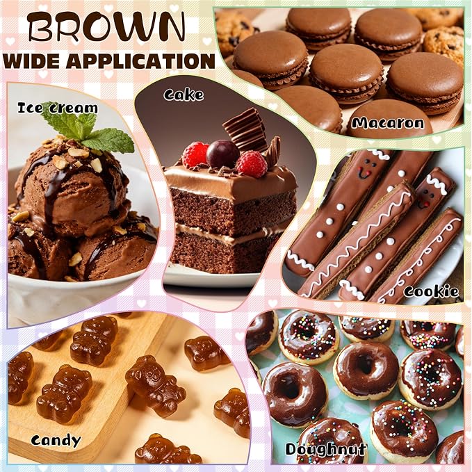 Brown Natural Food Coloring - 50ml Plant Based Food Dye, No FD&C & Artificial Dyes, Gluten-Free, Food-Grade, Vibrant Liquid Colors for Icing, Baking, Cake Decorating, Frosting, Fondant, Slime - 1.69 Fl.Oz Bottles