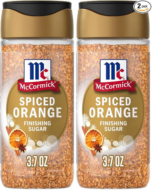 McCormick Finishing Sugar, Spiced Orange, Limited Edition, Bright Citrus Flavor with Warm Spices, For Muffins, Pie, Cocktails, Cider, Tea, and More, 3.7 oz (Pack of 2)