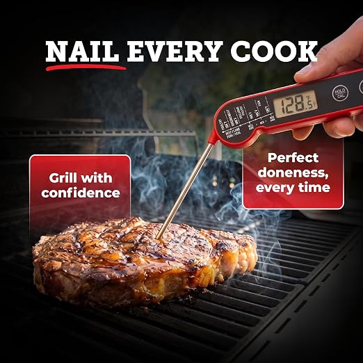 Lightyear Meat Thermometer | Instant Read Cooking Thermometer for Grilling, Roasting & BBQ, Built-in Magnet, IP65 Waterproof, Food-Grade Stainless Steel Temperature Probe