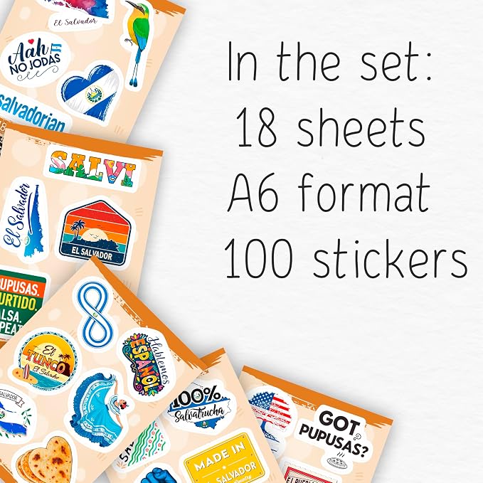 100Pcs El Salvador Stickers for Water Bottle -Salvadoran Stickers - El Salvador Party Decorations, Favors - Gift for Women & Men