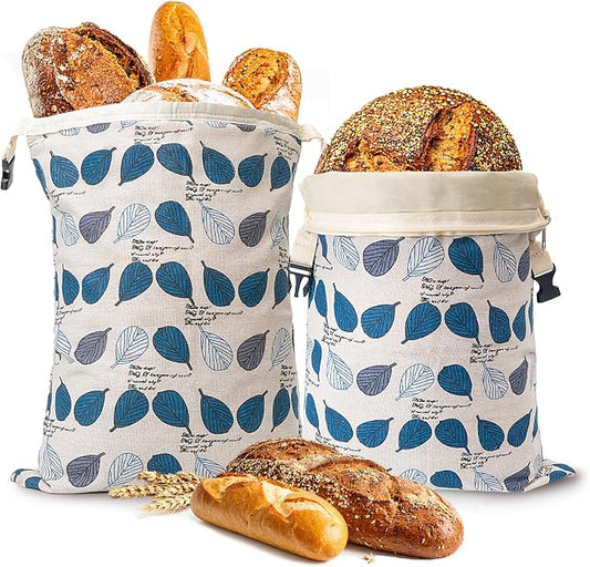 Reusable Beeswax Bread Bag for Homemade Bread, Extra Large Cotton Sourdough Bread Storage Bags, Freezer Safe Bread Keeper for Baker