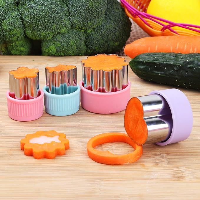 Vegetable Cutter Shapes Set, 24pcs, Mini Cookie Cutters Set Fruit Cookie Pastry Stamps Mold with 20pcs Food Picks and Forks -for Kids Baking and Food Supplement Tool Accessories