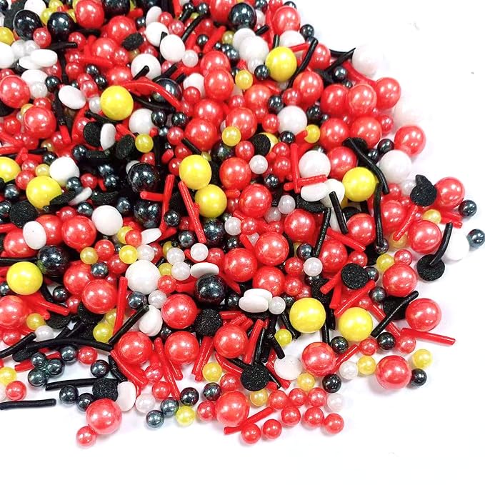 Sentovac Mouse Sprinkle Edible Cake Decorations Red Black White Yellow Pearl Jimmies Confetti Mix Sprinkle Cake Cupcake Topper Cookie Baking Decorations Wedding Party Valentine Birthday Supplies