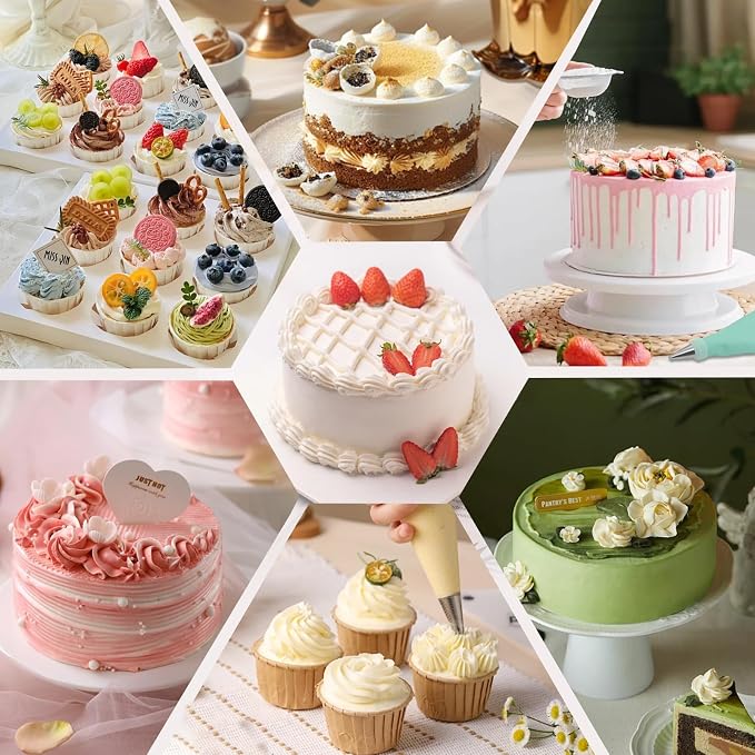 137 Pcs Cake Decorating Kit, Cake Decorating Set with Cake Turntable, Cake Decorating Tools, 3 Cake Scrapers, 2 Spatulas, 32 Piping Bags, for Beginners or Professional