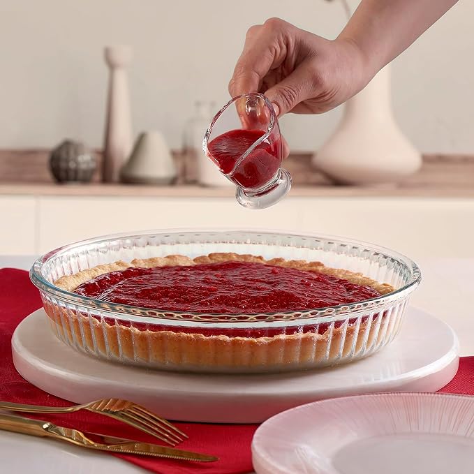 2-Piece Ums Round Glass Baking Dishes for Oven, Round Baking Dish, Glass Casserole Dish, Glass Pie Pan, Borosilicate Glass Cookware, Microwave and Dishwasher Safe Clear Bakeware, 12.5" & 10.2" Sizes