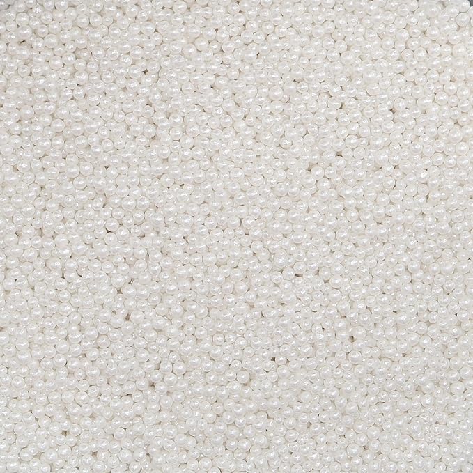 White Nonpareils Sprinkles | 2mm Mini Edible Pearls | White Sprinkles | For Baking Dessert Decorating, Cake, Cupcake, Cookie, Ice Cream | Wedding Christmas Holiday Party