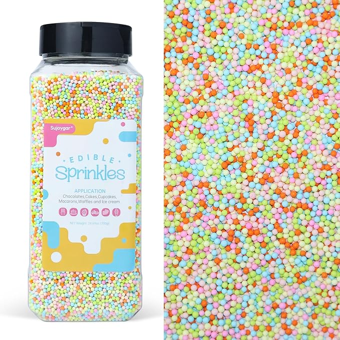 Easter Nonpareils Sprinkles, 1.32LB, Sujoygar Edible Pastel Sprinkles Bulk for Cake Decorating Cupcake Toppers Cookies Baking, Easter Spring Party Supplies Birthday Celebrations