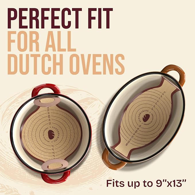 Pro Silicone Bread Sling 2 Pcs - 9in Round & Oval 482F Heat Resistant Dough Lifter, Non-Stick Dutch Oven Liners, Long Handles, Reusable Sourdough Bread Baking Supplies, Sourdough Gifts