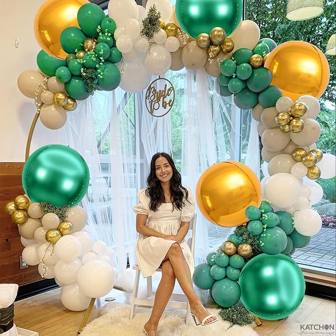 KatchOn, Green and Gold Foil Balloons – 22 Inch, Pack of 6 | Gold Mylar Balloons for St. Patricks Day Decorations | Graduation, Mardi Gras, Fiesta Party Football, Jungle, Safari Party Decorations