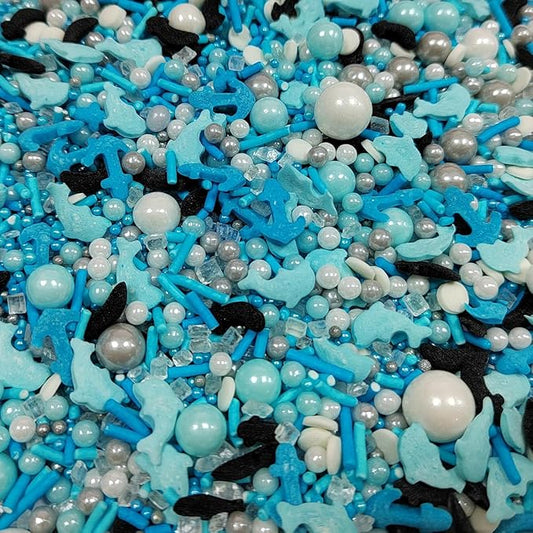 Ocean Sprinkles for Cake Decorating, Under the Sea Cake Decorations, Edible Dolphin Anchor Fish Pearl Sugar Sprinkle for Baking Cupcake Toppers Cookie Decorations Sea Theme Birthday Party Supplies