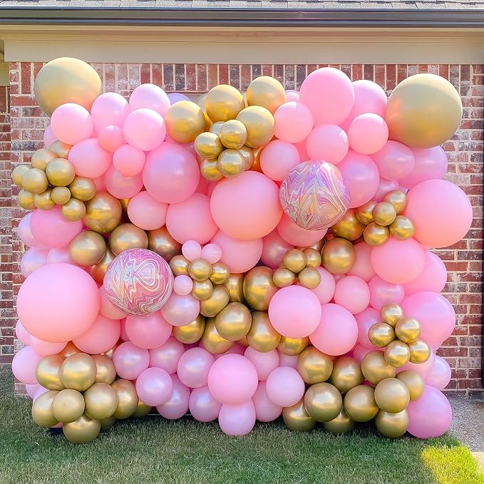 Voircoloria 130pcs Pink Balloons Different Sizes 18" 12" 10" 5" Party Latex Balloons for Birthday Baby Shower Wedding Anniversary Princess Theme Party Decorations