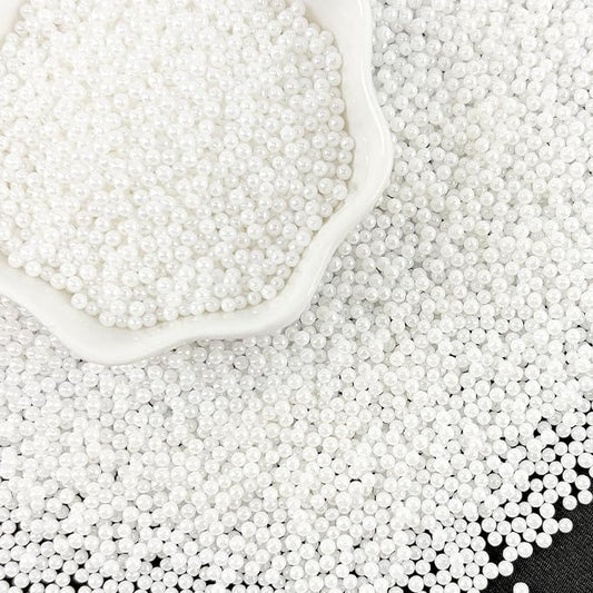 LEBERY Pearl Sugar Sprinkles Mini White Edible Pearls 2mm 130g/4.6 Oz White Edible Balls Sprinkle Sugar Pearls for Cake Decorating Candy Pearl Cake Ice Cream Toppings Wedding Chirstmas Supplies