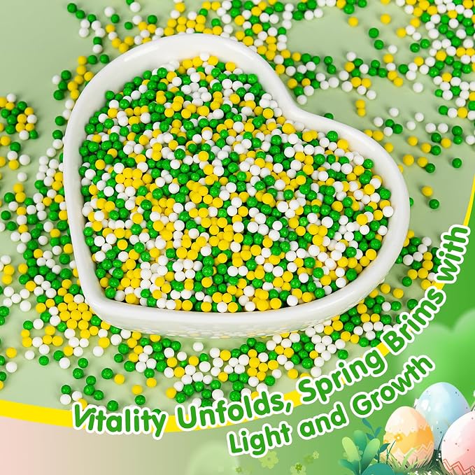 Green Nonpareils Sprinkle,Edible Spring Sprinkles for Cake Decorating,Green Yellow and White Mini Pearls Mix,130g/4.58oz,Baking Candy Decorations,Soccer Cupcake Toppers,Cookie Donuts Ice Cream Dessert,Match Viewing Events Birthday Celebration Supplies ...