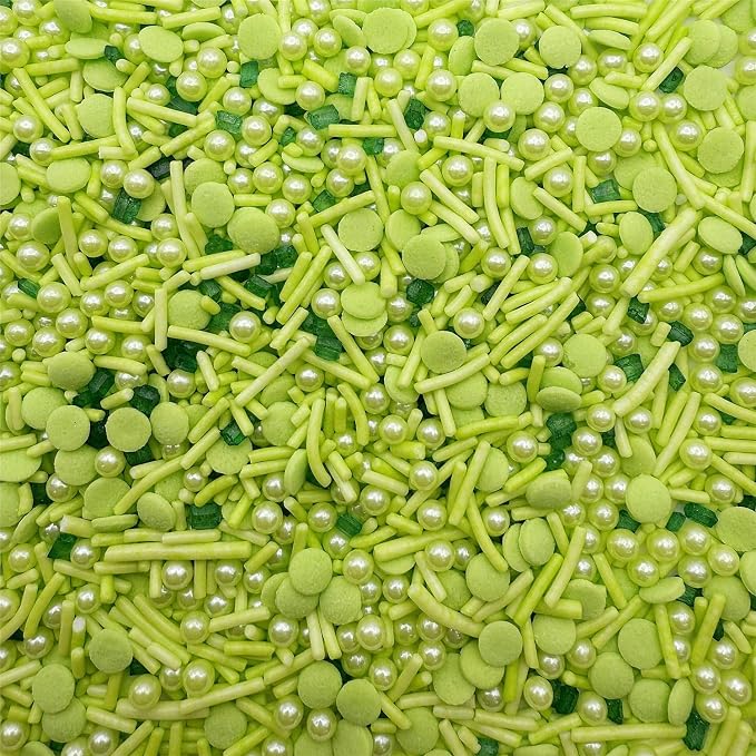 CandiJumpin Bright Green Pearl Sprinkles, Edible Pearls and Jimmies Mix Green Sprinkles Crunchy Jimmies Edible Pearls for Cake Decorating Pearl Decoration for Baking Baby Shower St Patricks Day Birthday Wedding Christmas Supplies 3 OZ