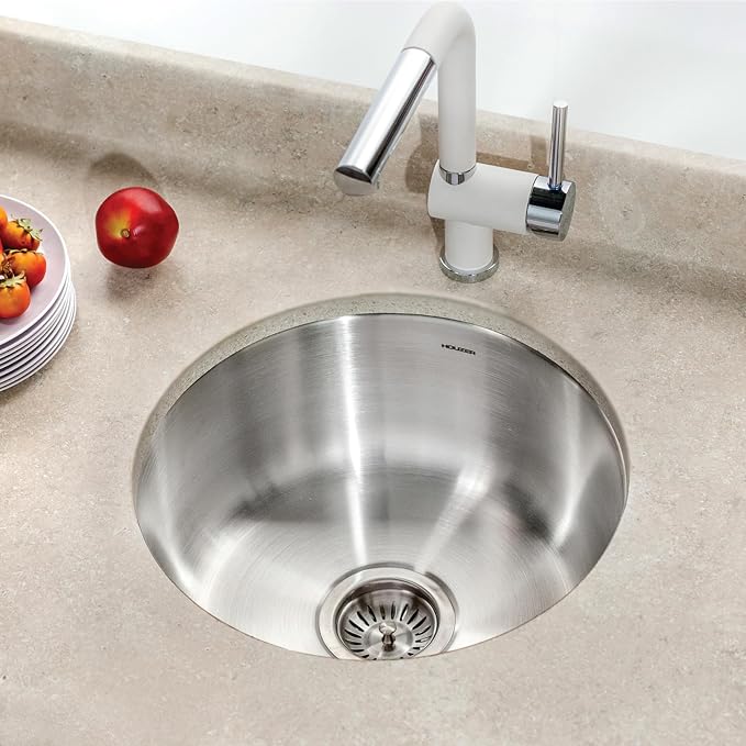 Houzer Club Stainless Steel Kitchen Bar & Prep Sink - 18 Inch Undermount Single Round Bowl Sink, Durable & Versatile, Essential for Home & Apartment, Nested 40-Pack - CF-1830-40
