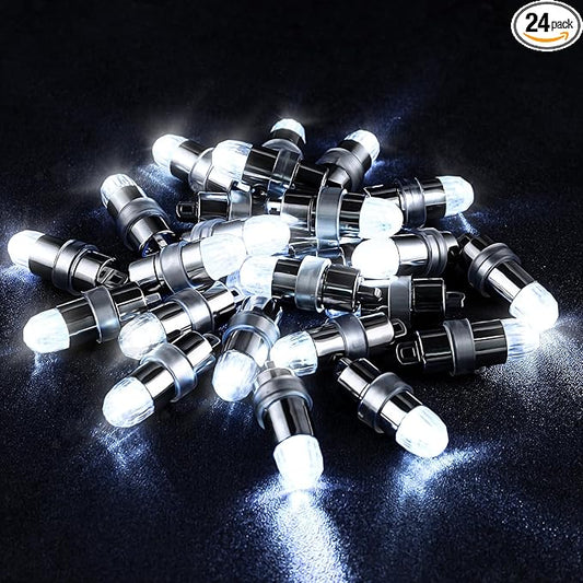 LIHAO 24x Battery Operated LED Party Lights Bulbs for Paper Lantern Balloons Party Decoration, Waterproof - White